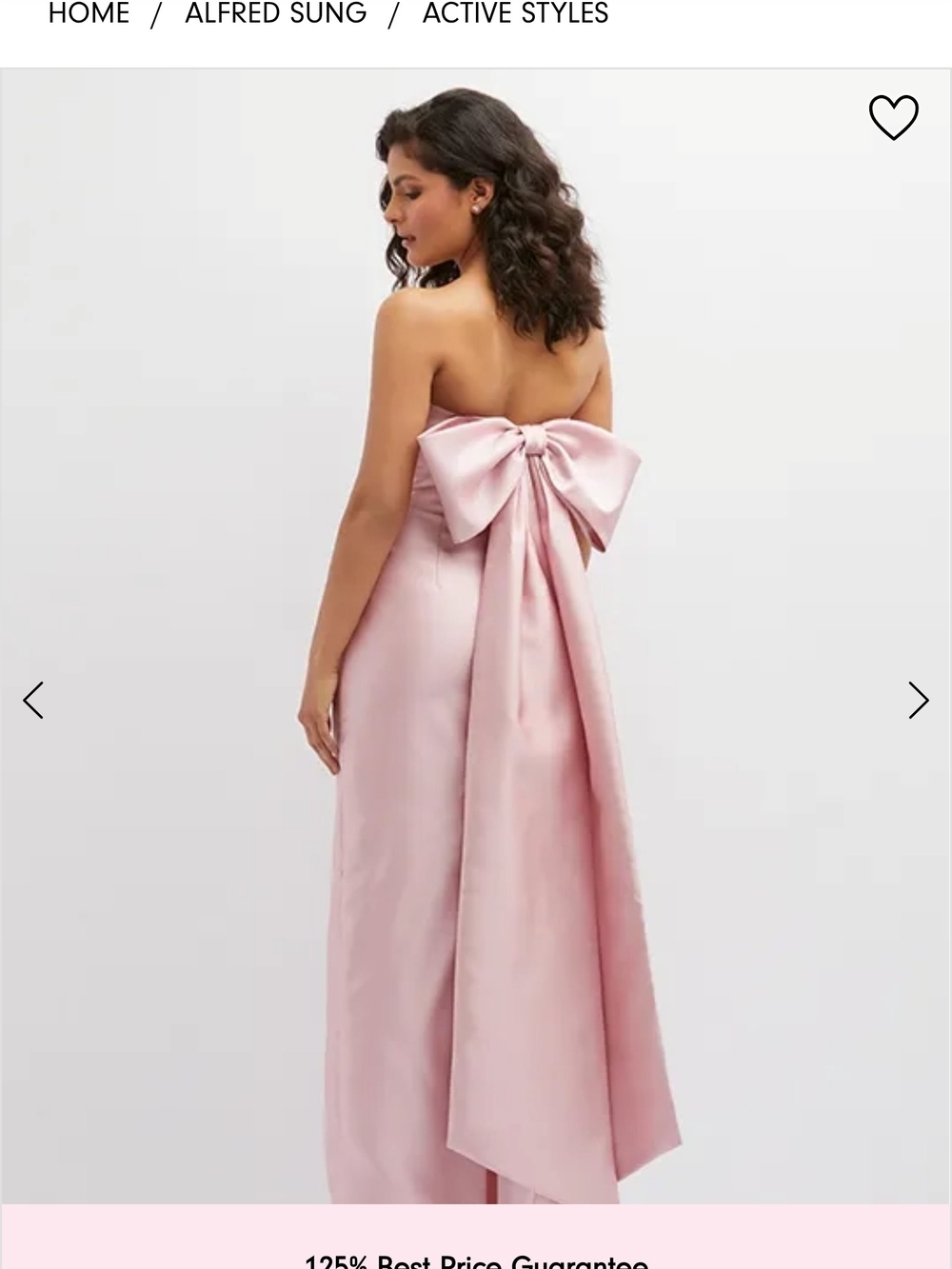 ALFRED SUNG Strapless Back Bow Gown in Light Pink